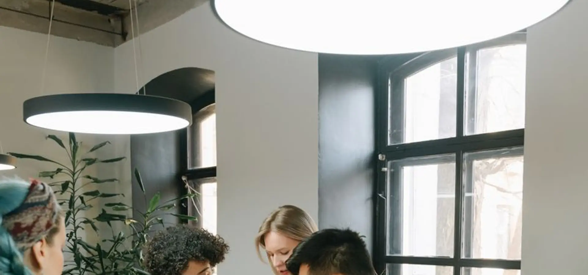 Team collaborating around a table